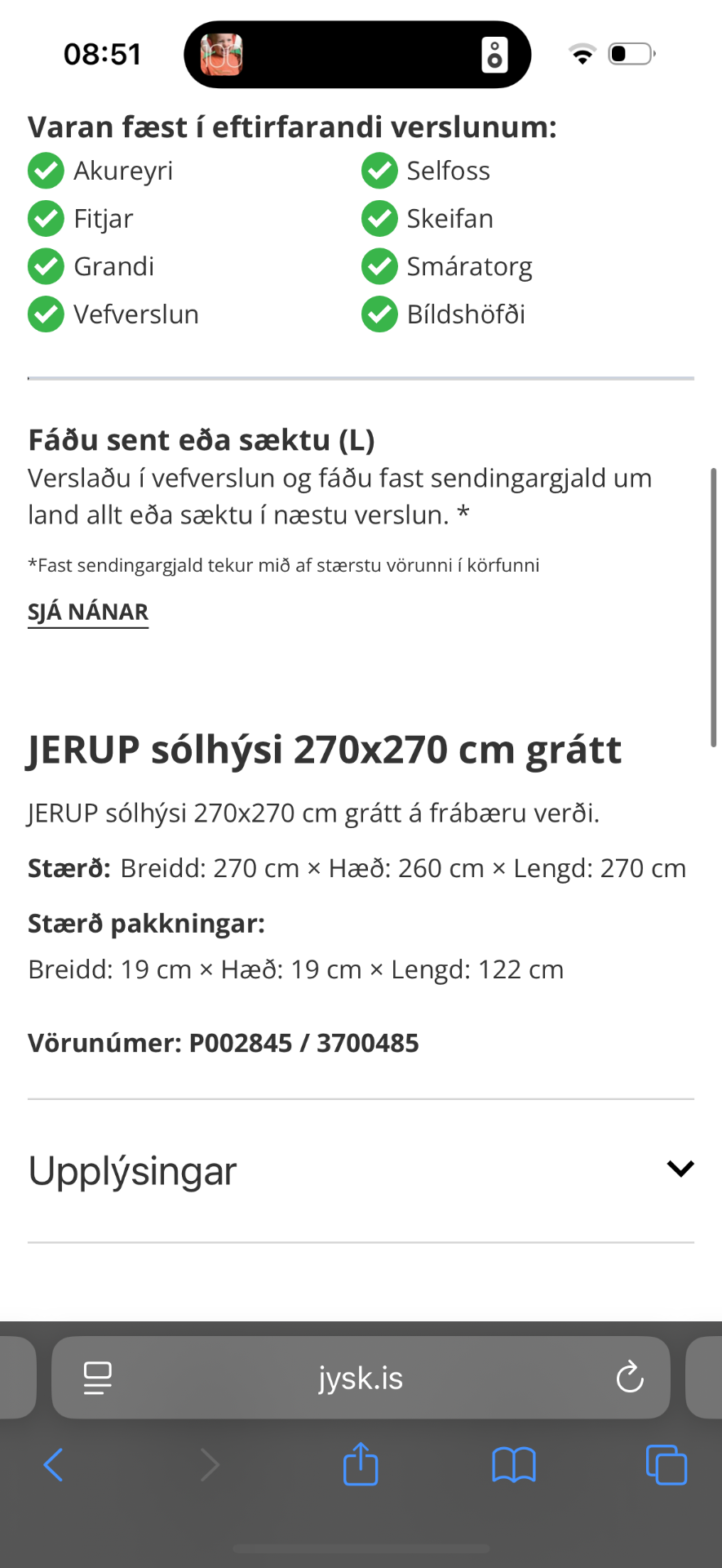 JERUP sólhýsi + 2 hliðar