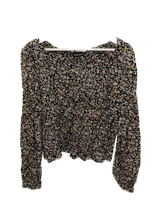 L - PIECES blóma blússa