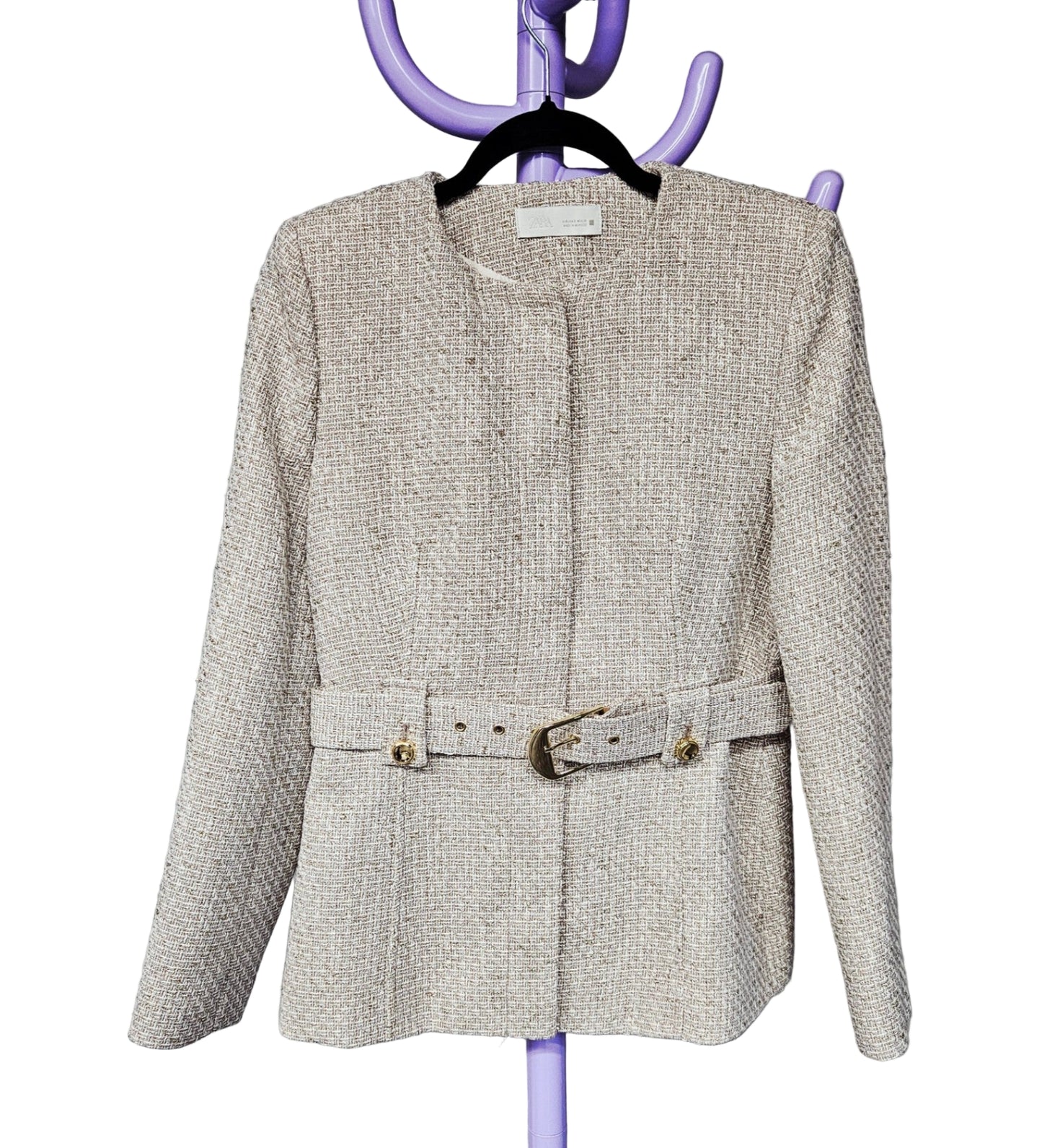 Zara beige jakki m/gyllingu str. S