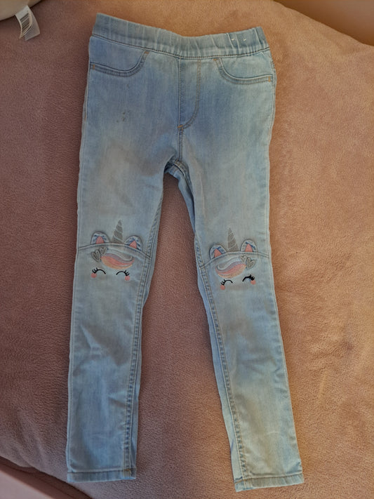 Einhyrninga gallabuxur 116 (ath smá litur efst)