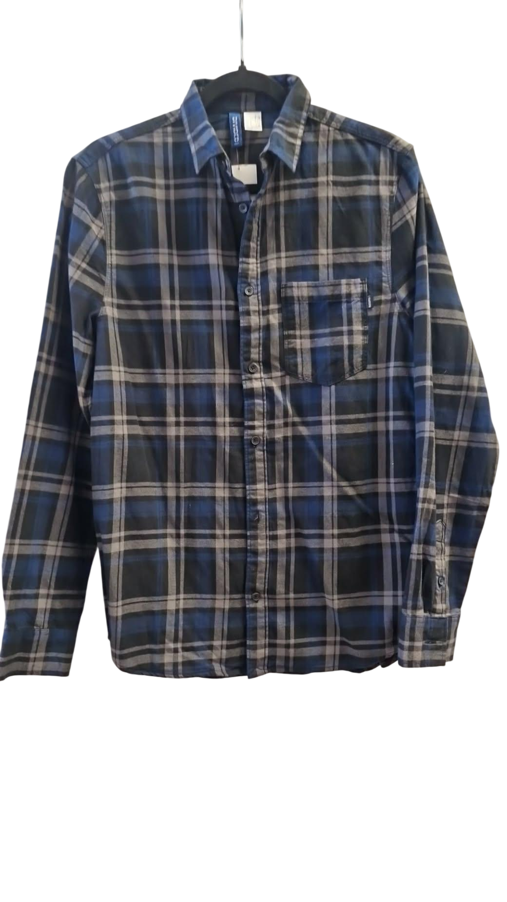 H&M bláköflótt skyrta S aldrei notuð