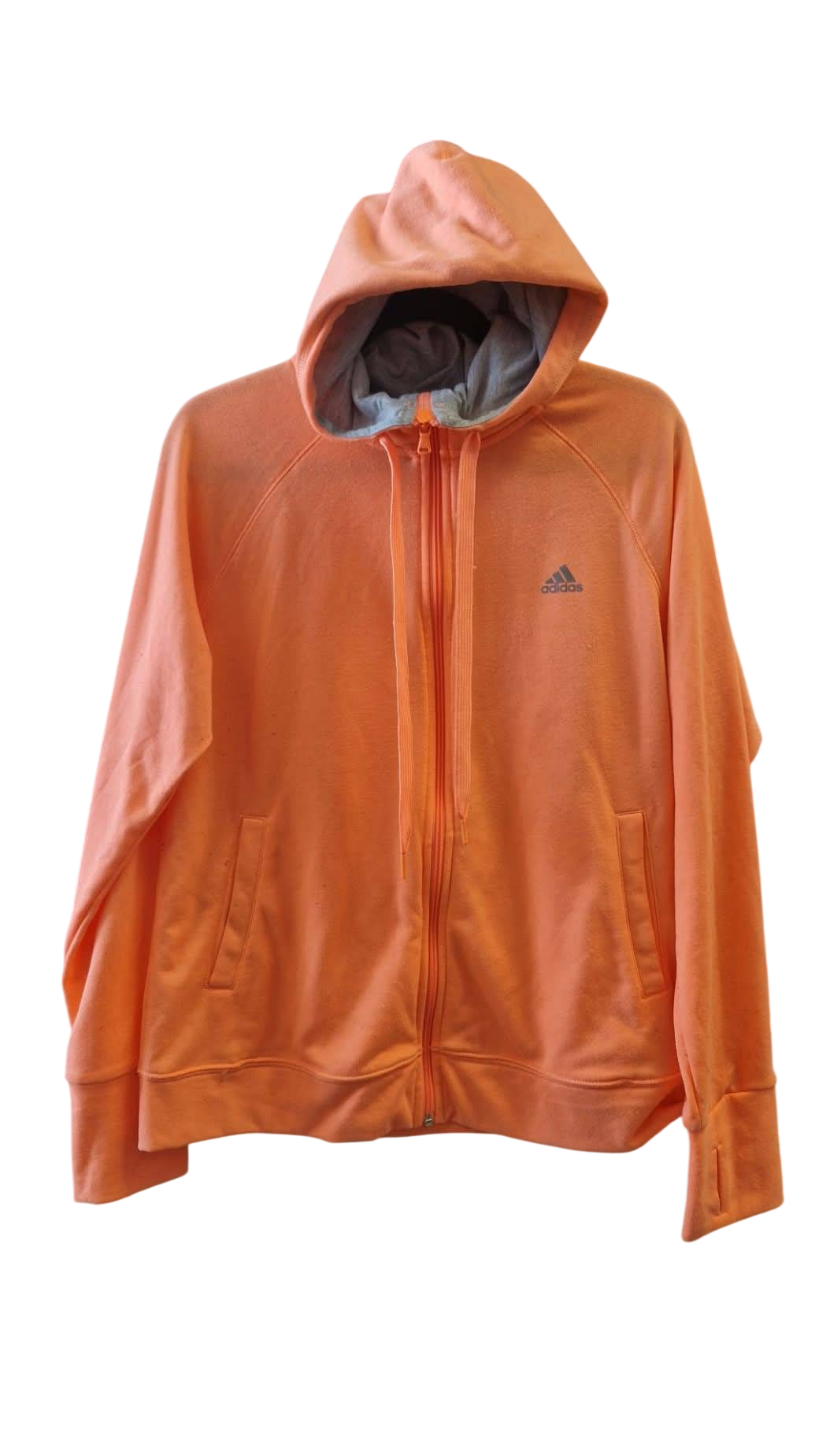 Adidas appelsínugul rennd peysa L