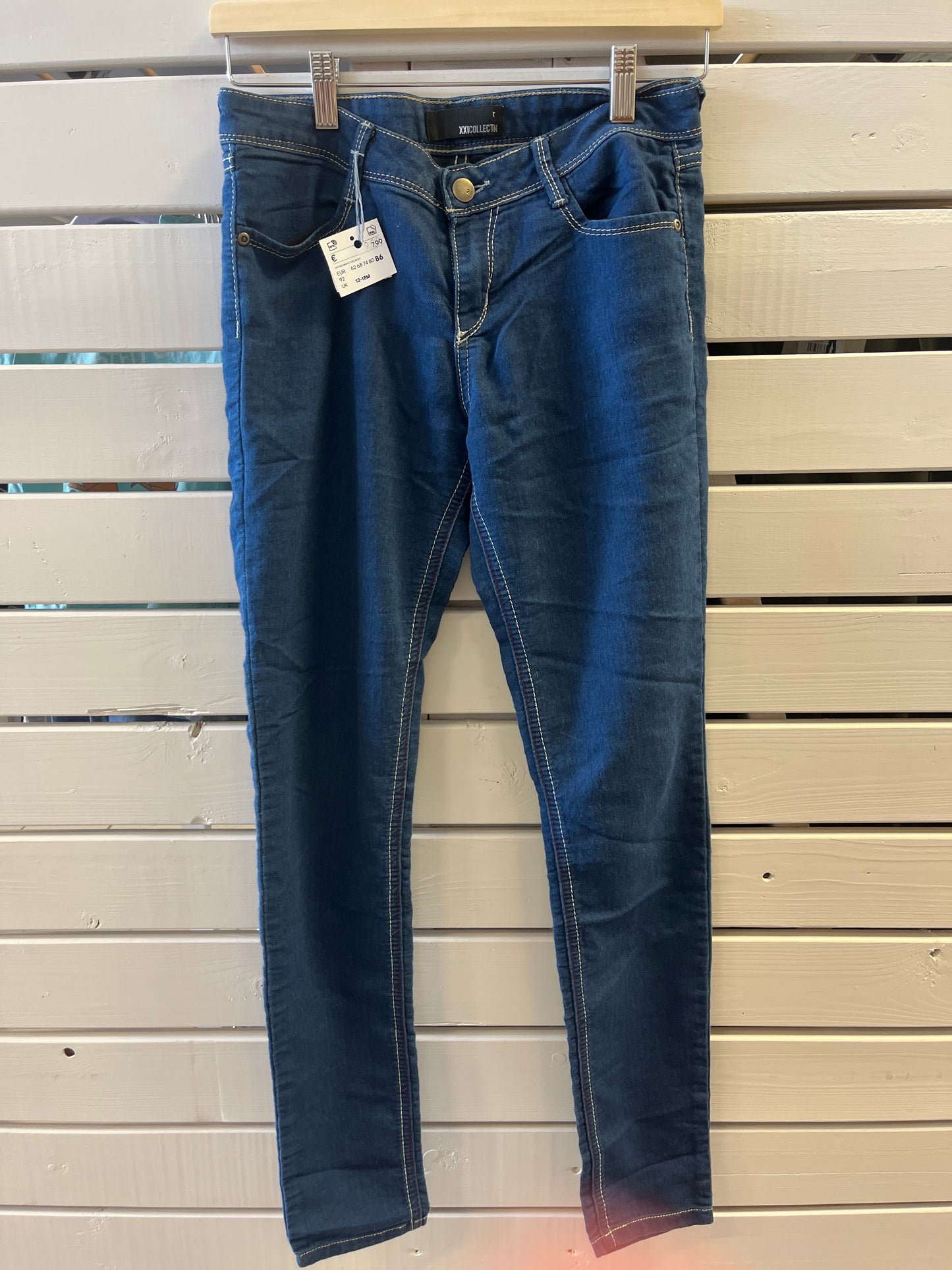 Bláar þunnar gallabuxur 34-36