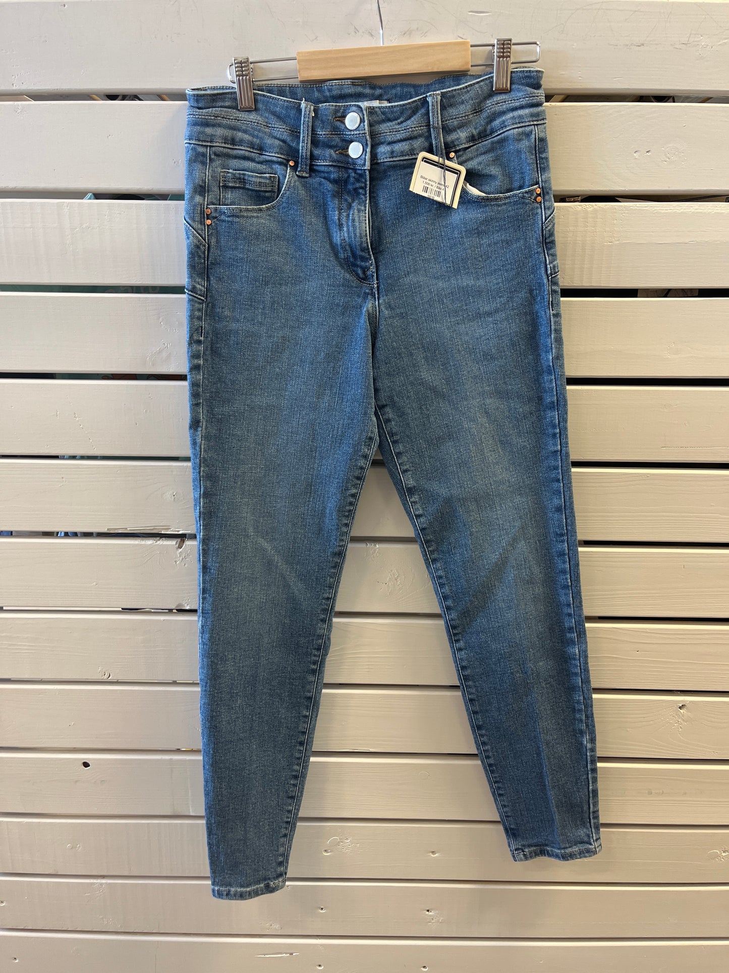 Bláar skinny jeans 42
