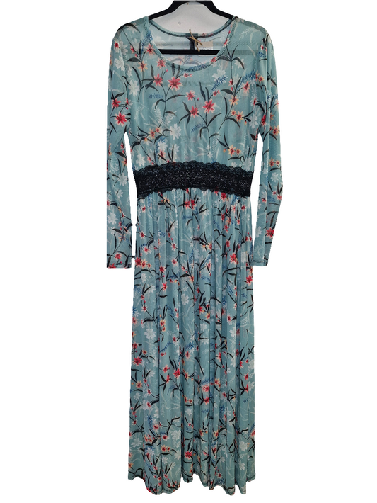 M Brá kjóll blár með blómum