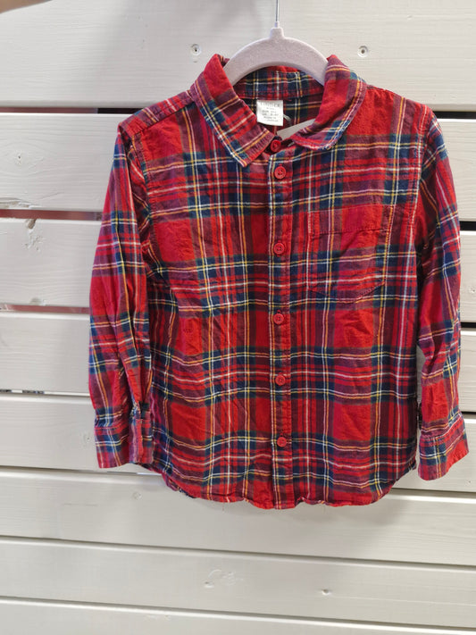 Lindex rauðköflótt skyrta 104