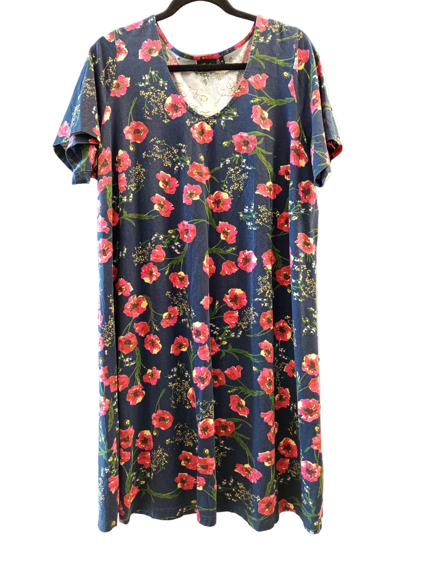 Zizzi blár blómakjóll M +size