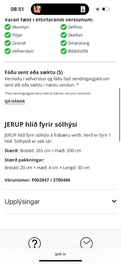 JERUP sólhýsi + 2 hliðar
