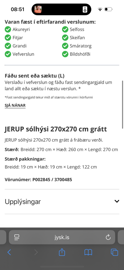 JERUP sólhýsi + 2 hliðar