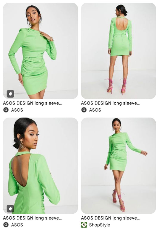 44 - Asos grænn kjóll ónotaður