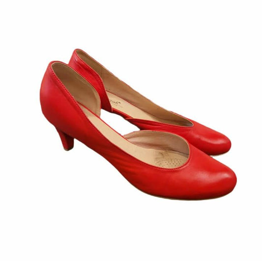 Hælaskór, rauðir leður 41