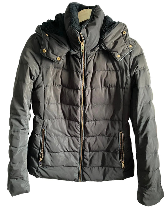 Zara black hooded women’s winter jacket M