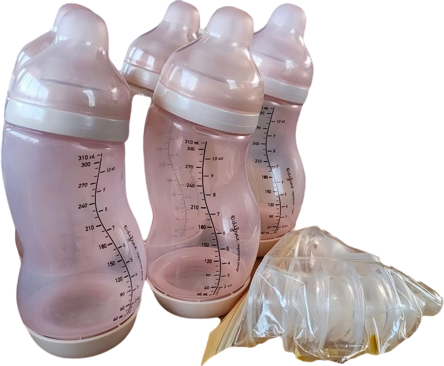 5 Difrax S-peli 310 ml wide pink + 6 new Difrax wide pelatútta L