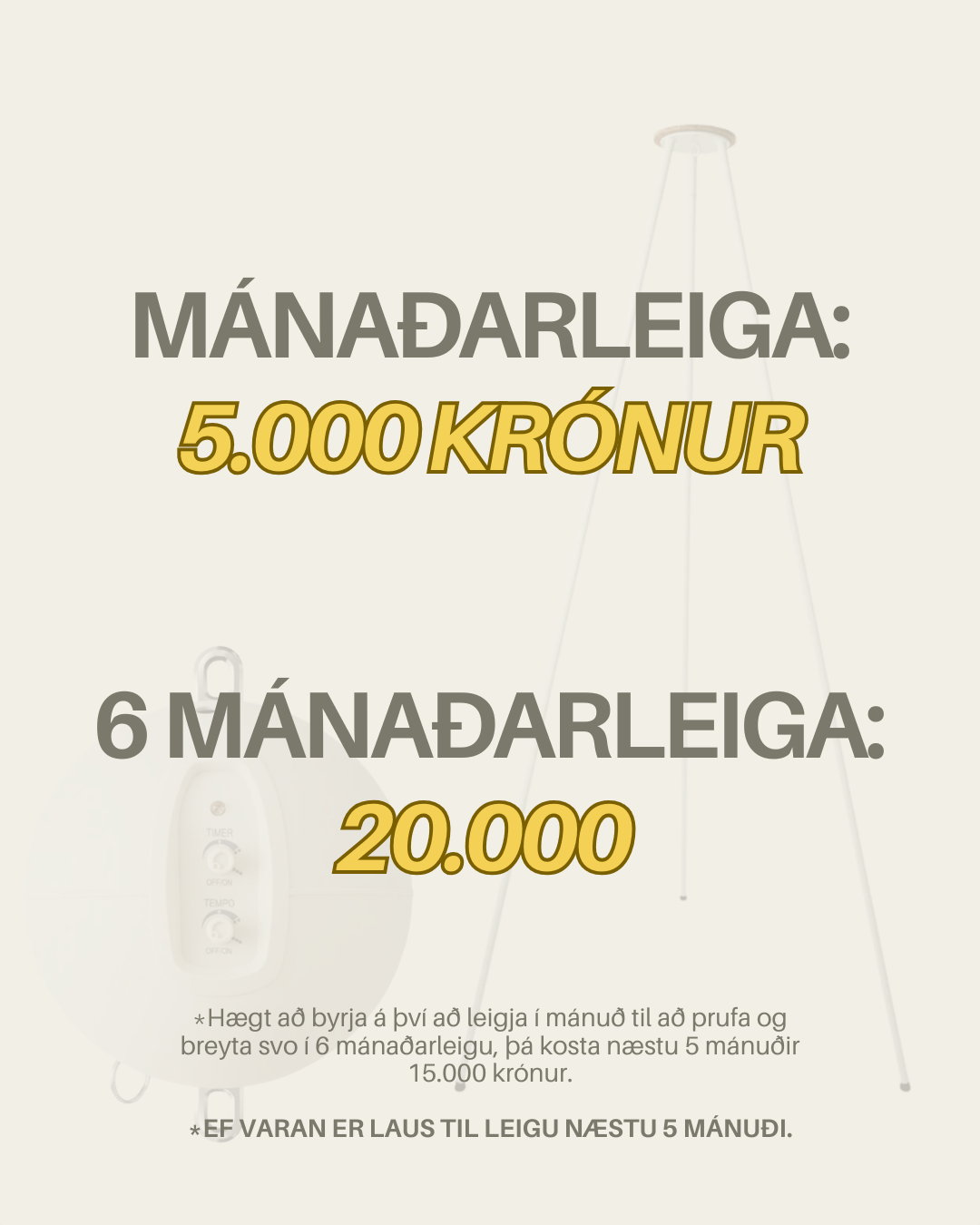 Moonboon vöggustandur + vöggumótor mánaðarleiga