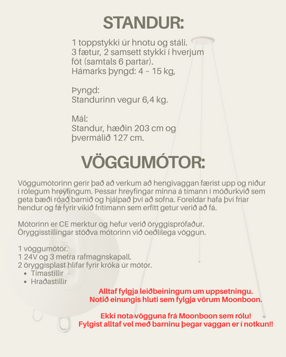 Moonboon vöggustandur + vöggumótor mánaðarleiga