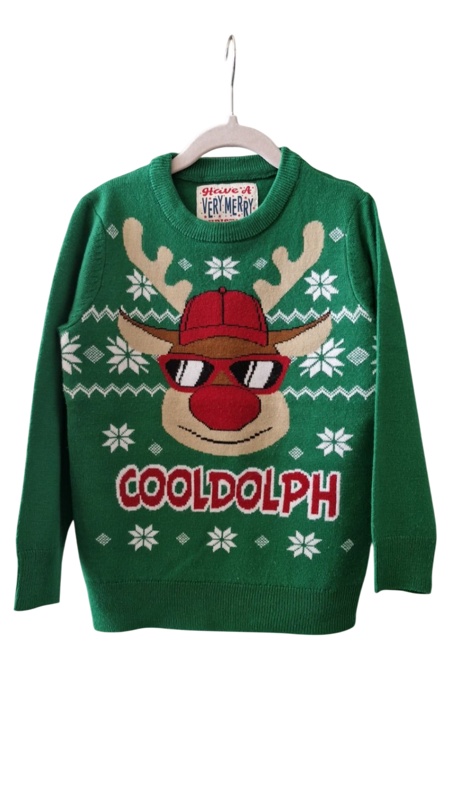 Græn jólapeysa 110/116 eins og ný