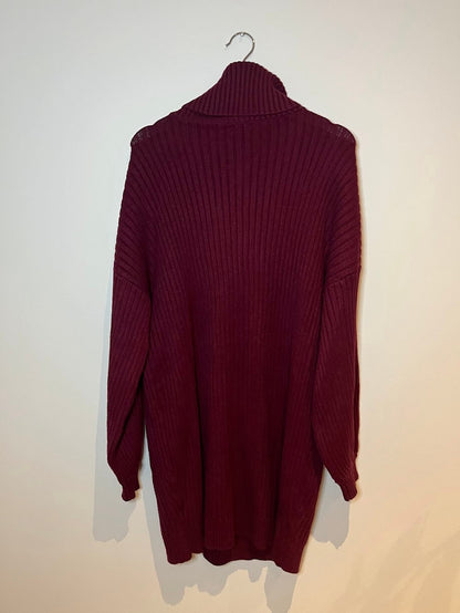 XL - Peysukjóll Dökkrauður