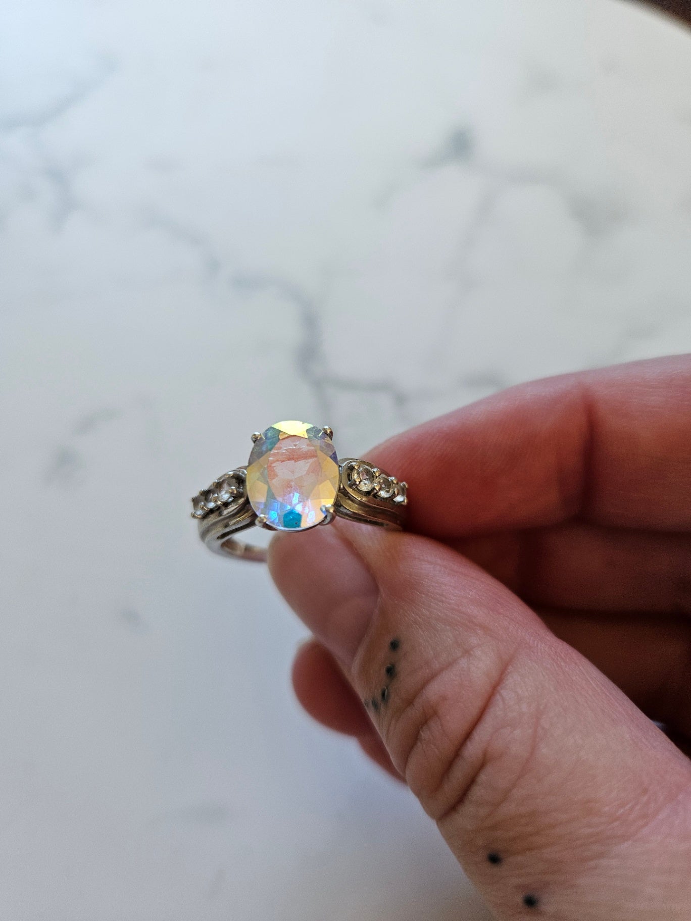 56 925 Sterling Silver Aurora Borealis hringur 