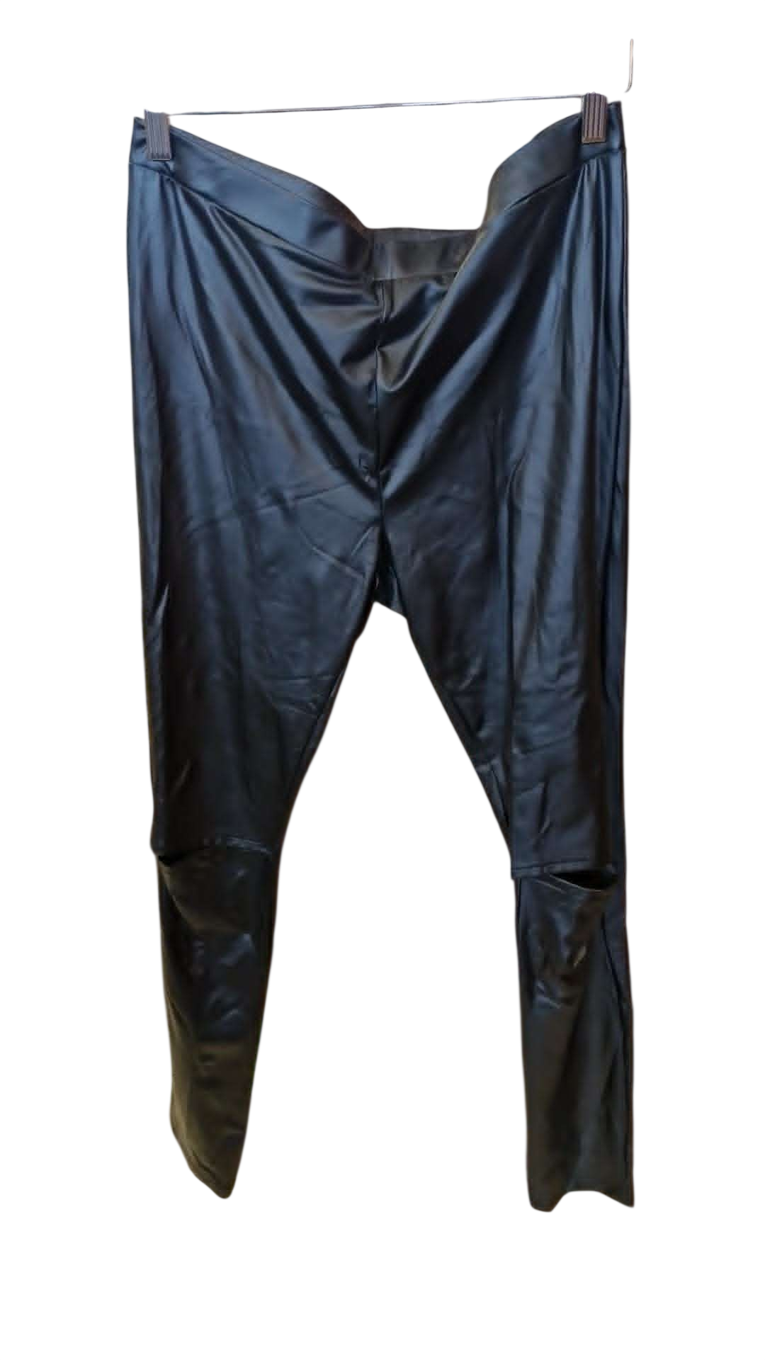 Pleðurleggings op á hnjám XL