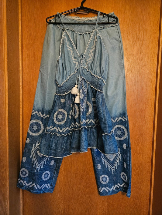 23 Papa Pia denim trouser set ónotað 