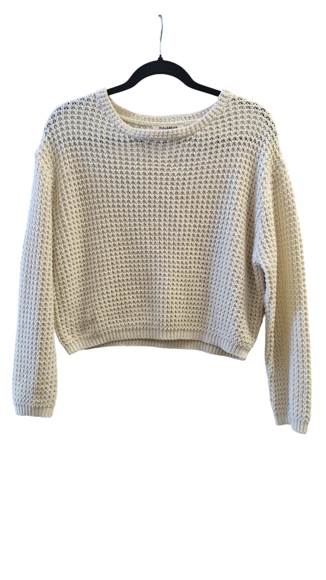 Pull&Bear ljós prjónapeysa M