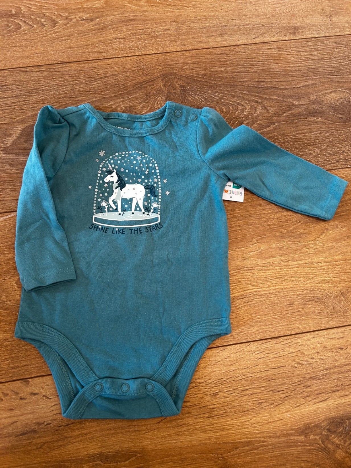 Samfella unicorn blágræn st.3-6m