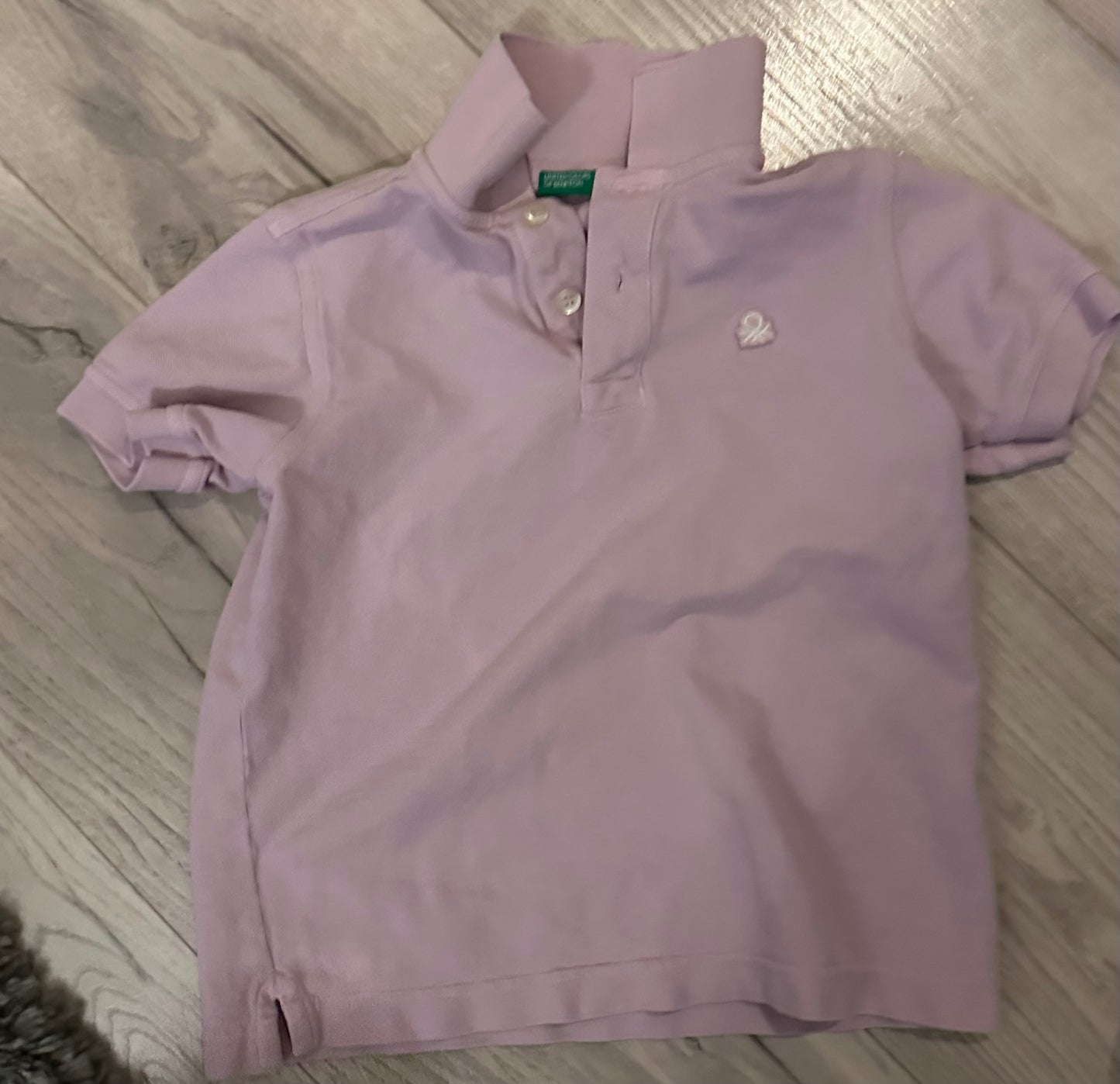 Benetton polo bolur bleikur st: 6-7 ara