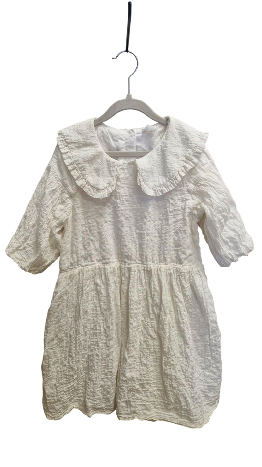 H&M hvítur kjóll með kraga 128
