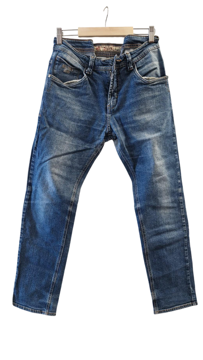 Beltons jeans 30 vantar tölu, viðgerð. Bæði sést á myndum