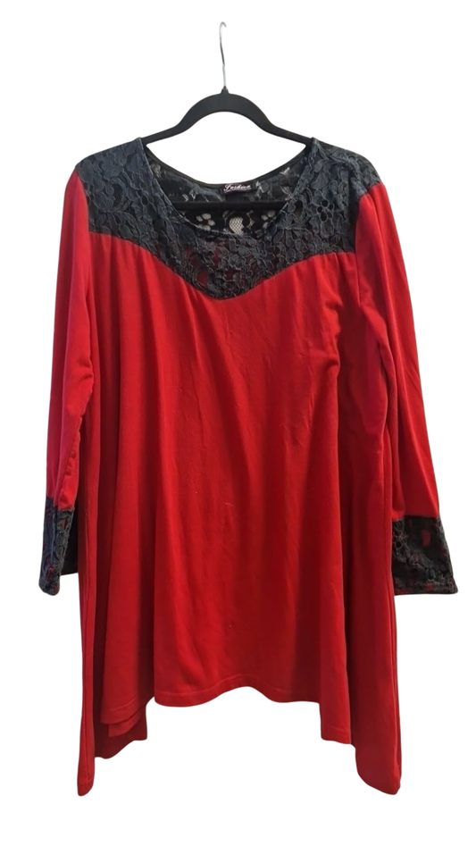 Fashion rauður kjóll 5XL