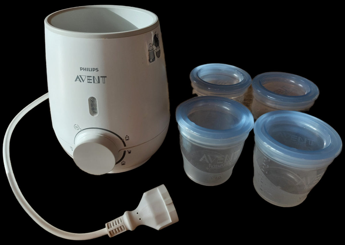 Philips Avent pela_hitari ásamt 4 skammtaboxum fyrir þurrmjólk