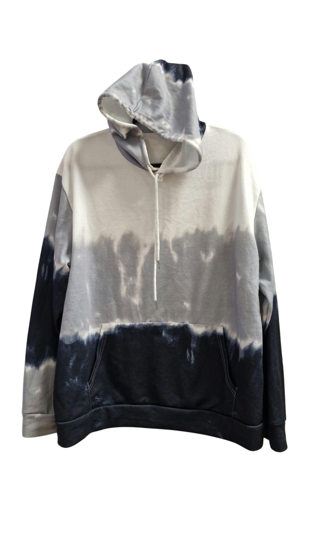 Grá/hvít hettupeysa L oversized