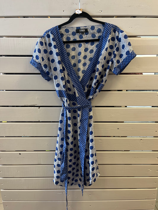 S´NOB blátt og hvítt munstur kimono XL