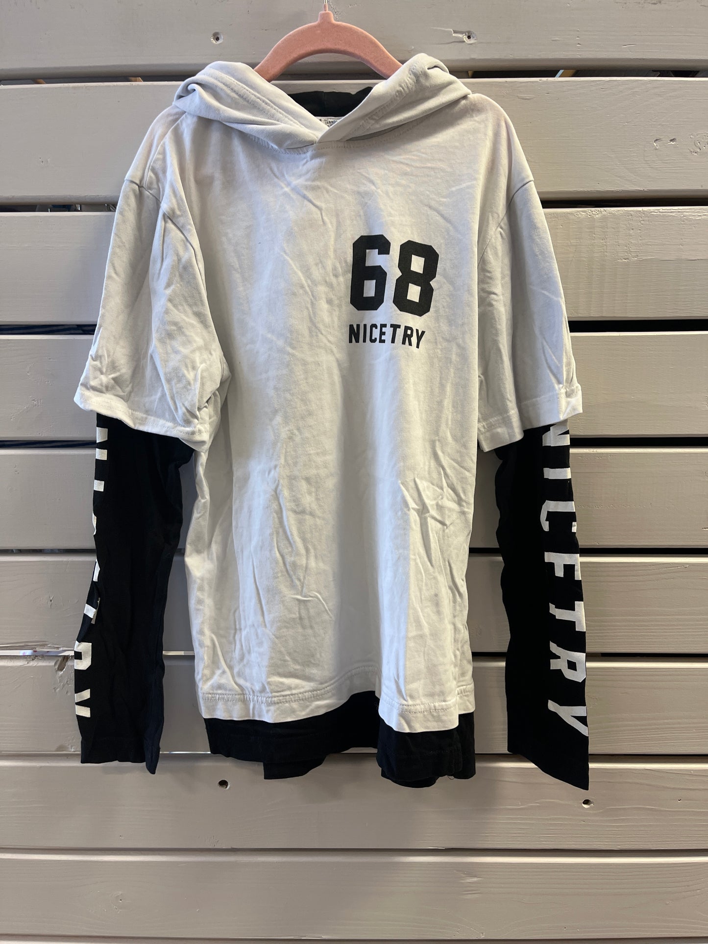 H&M hvít þunn hettupeysa 134