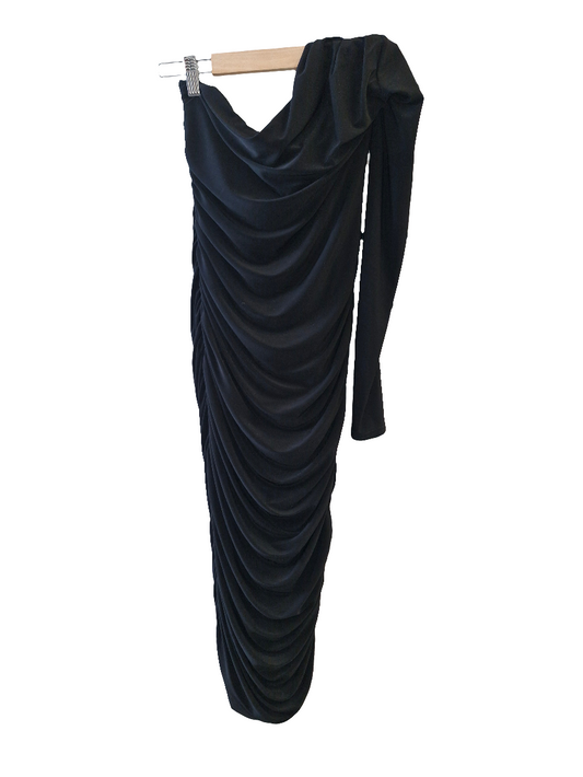 CL svartur kjóll, one shoulder uk10