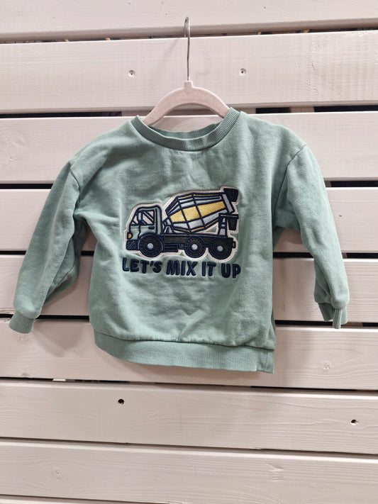 2-3 ára - bíla peysa - græn