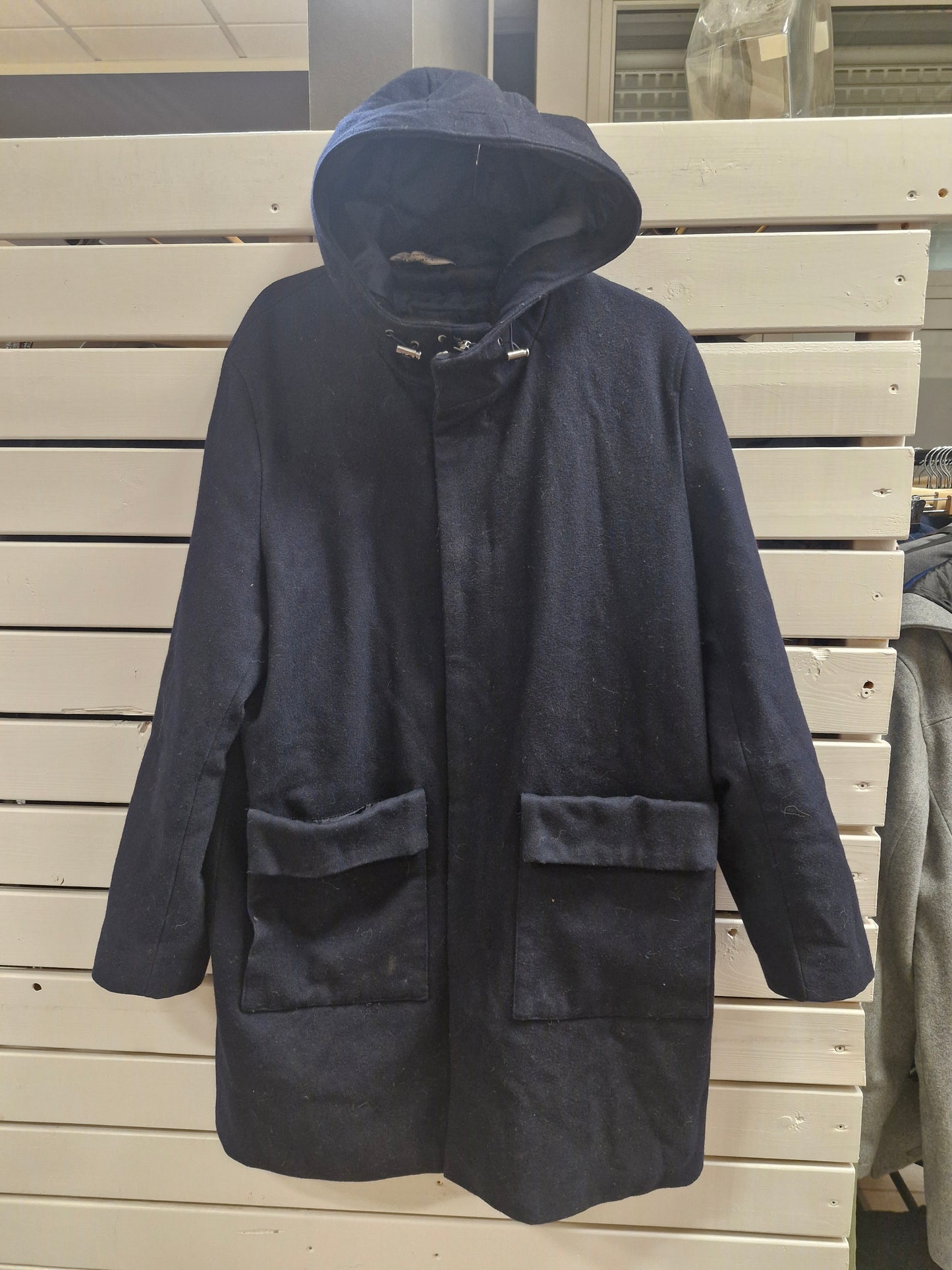 XL - Frakki með hettu (KK) dökkblár