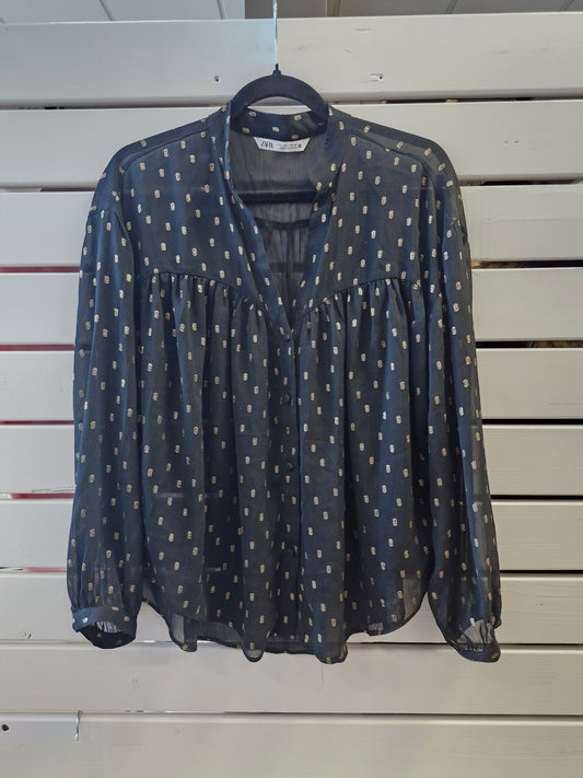 Zara skyrta með gulldoppum L
