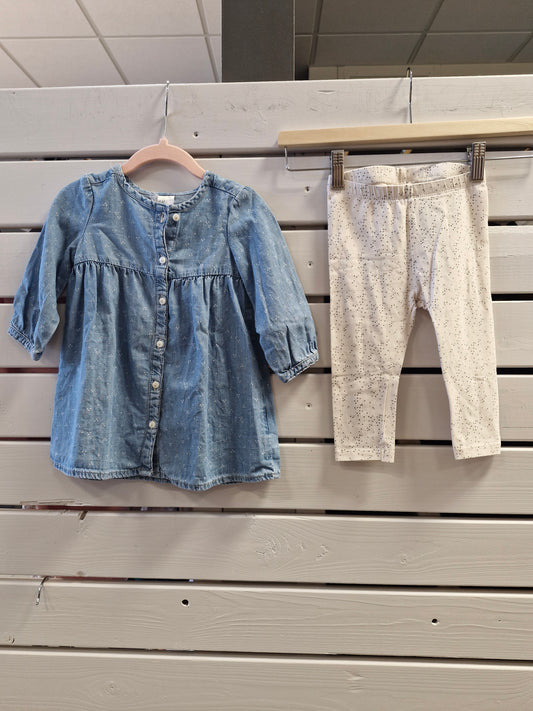 H&M sett gallakjóll+leggings 80