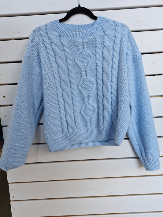 M 28 blue sweater