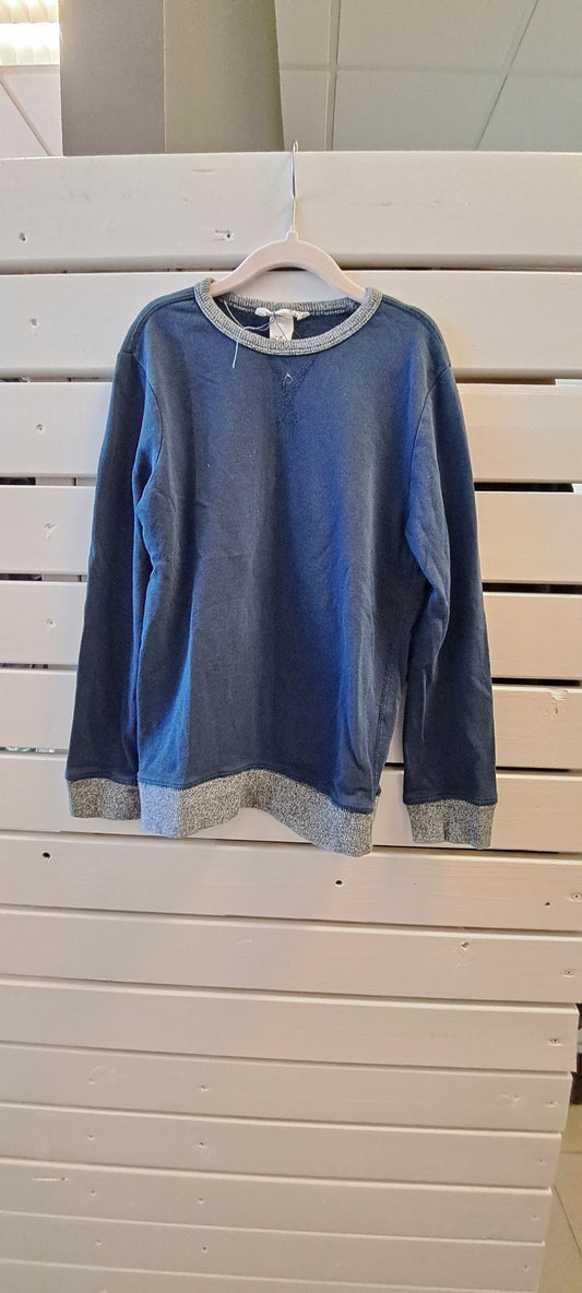 H&M dökkblá peysa m. grátt hálsmál 134/140