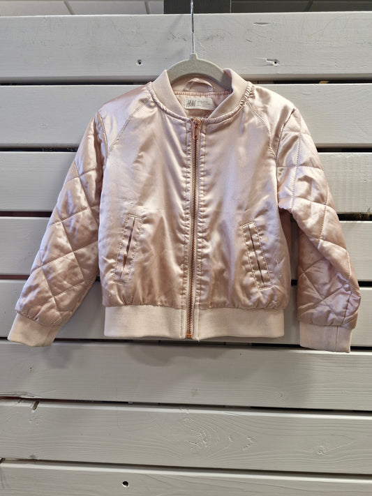 H&M bleikur satín bomberjakki 98